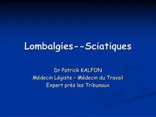 lombalgies sciatiques