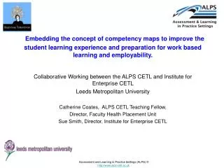 Assessment and Learning in Practice Settings (ALPS) © alps-cetl.ac.uk