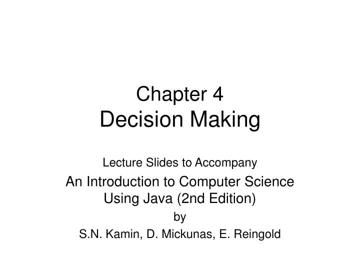 chapter 4 decision making