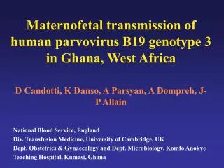 Maternofetal transmission of human parvovirus B19 genotype 3 in Ghana, West Africa