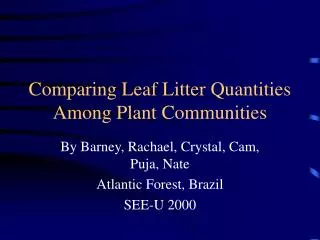 Comparing Leaf Litter Quantities Among Plant Communities