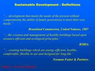 Sustainable Development - Definitions