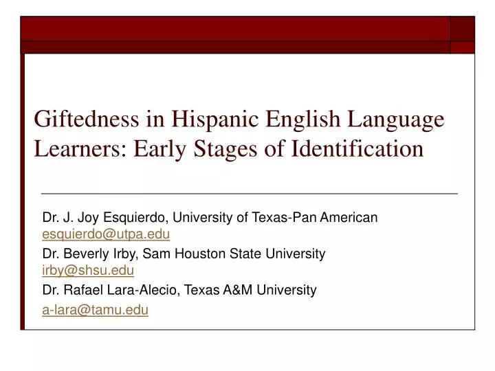giftedness in hispanic english language learners early stages of identification