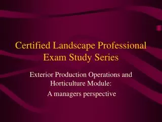 Certified Landscape Professional Exam Study Series