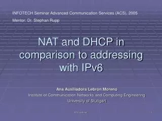 NAT and DHCP in comparison to addressing with IPv6