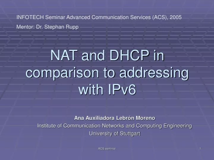 nat and dhcp in comparison to addressing with ipv6
