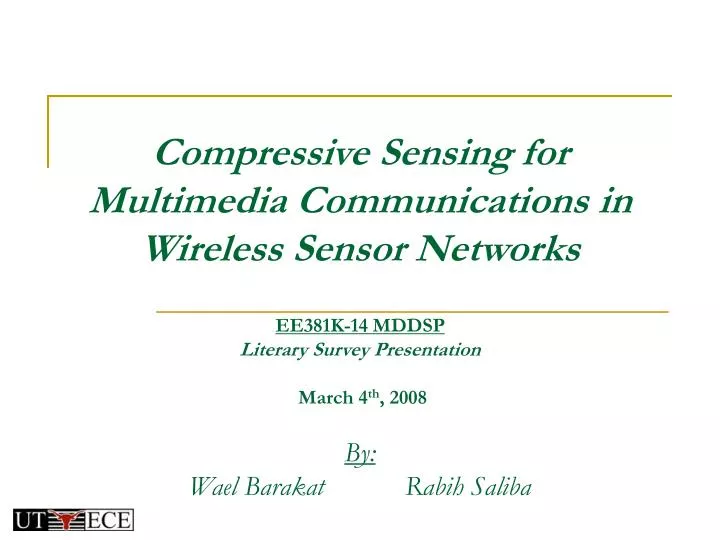 compressive sensing for multimedia communications in wireless sensor networks