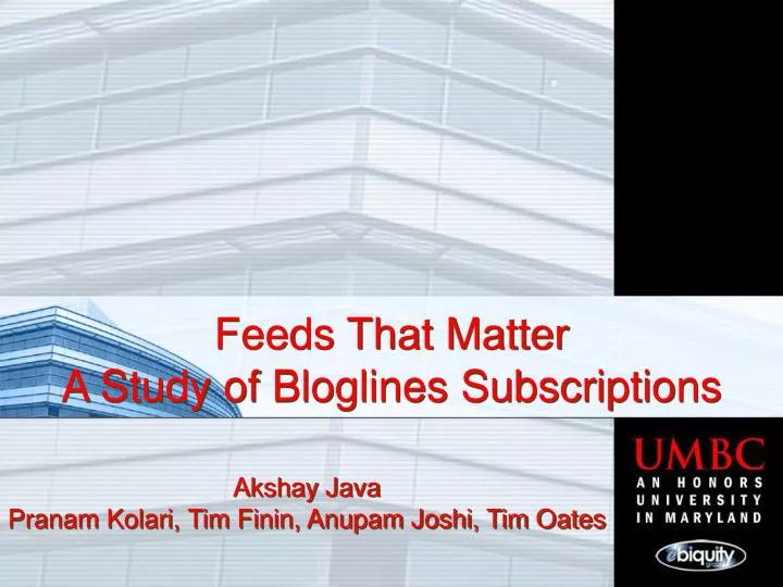 feeds that matter a study of bloglines subscriptions