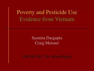 Poverty and Pesticide Use Evidence from Vietnam