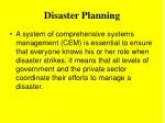 Disaster Planning - slide 1