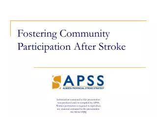 Fostering Community Participation After Stroke