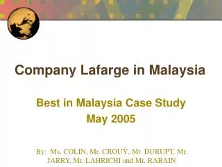 Company Lafarge in Malaysia