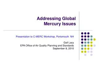 Addressing Global Mercury Issues