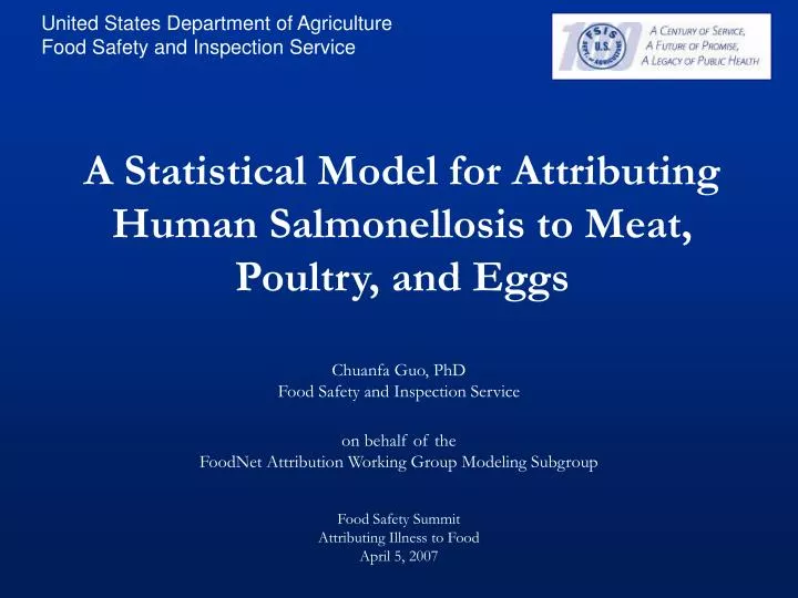 a statistical model for attributing human salmonellosis to meat poultry and eggs