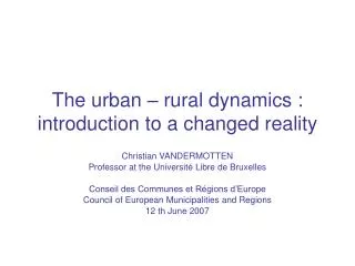 the urban rural dynamics introduction to a changed reality