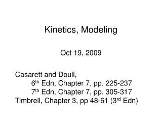 Kinetics, Modeling