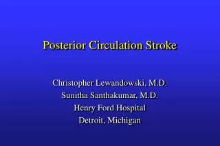 Posterior Circulation Stroke