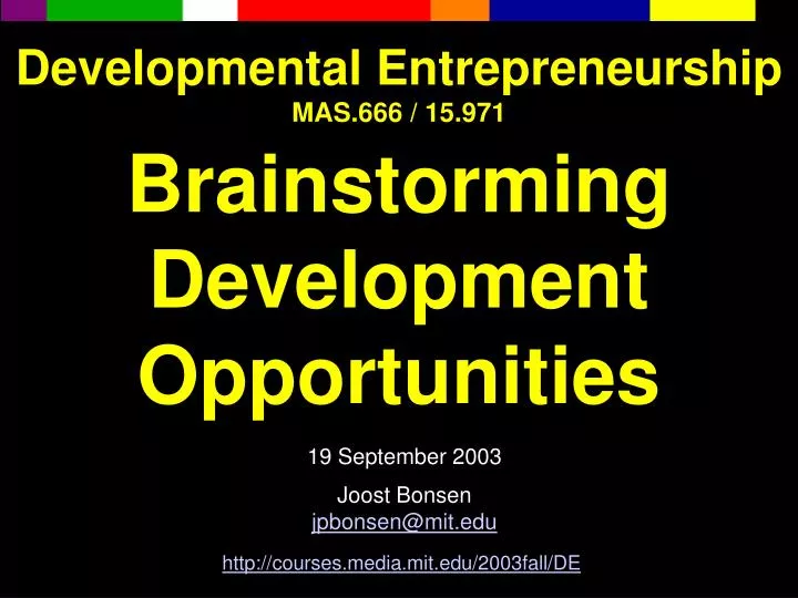 developmental entrepreneurship mas 666 15 971 brainstorming development opportunities