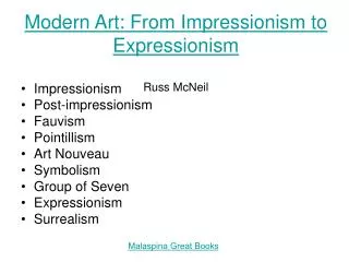 Modern Art: From Impressionism to Expressionism Russ McNeil