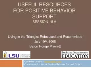 Useful Resources for Positive Behavior Support Session 18 A