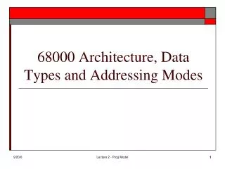 68000 Architecture, Data Types and Addressing Modes
