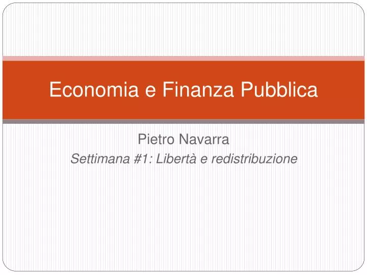 economia e finanza pubblica