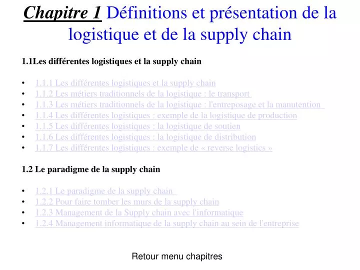 chapitre 1 d finitions et pr sentation de la logistique et de la supply chain