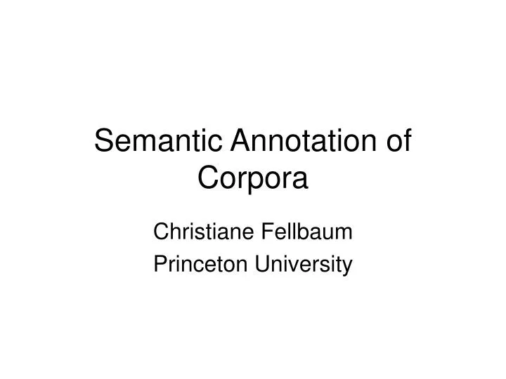 semantic annotation of corpora