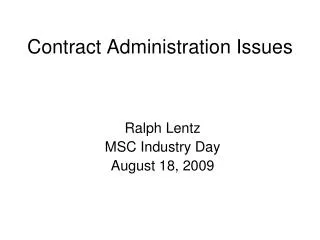 Contract Administration Issues