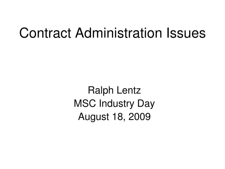 contract administration issues
