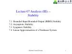 Lecture 07 Analysis (III) -- Stability - slide 1