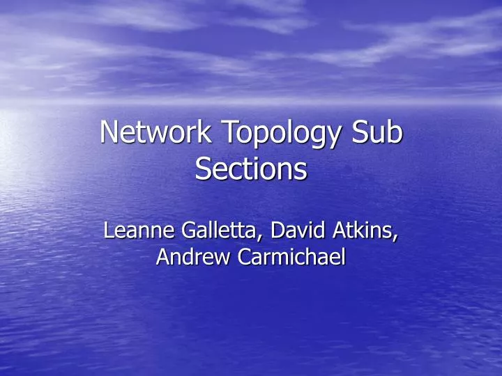network topology sub sections