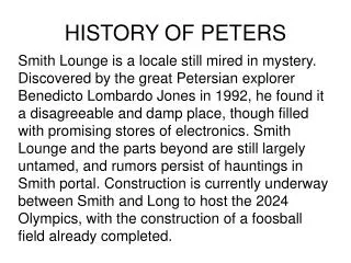 HISTORY OF PETERS