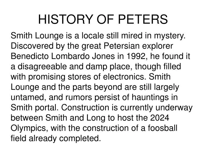 history of peters