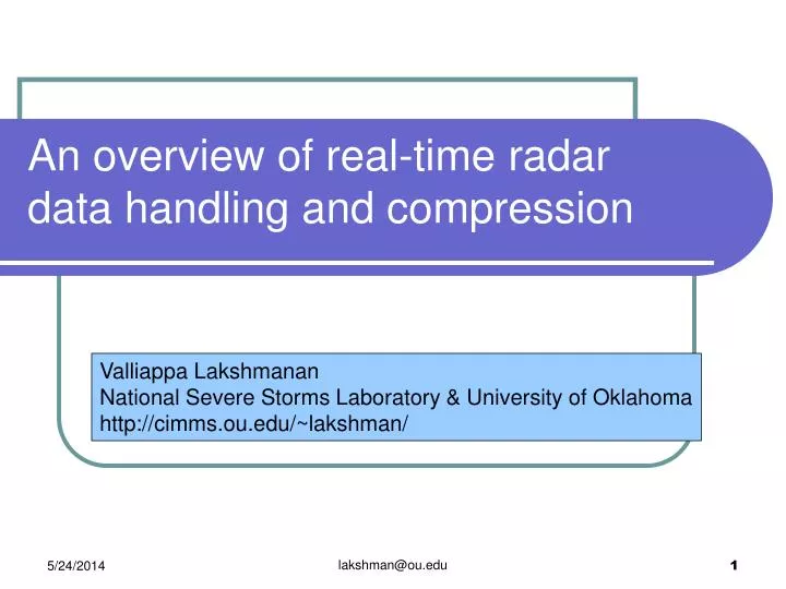 an overview of real time radar data handling and compression