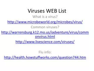 Viruses WEB List