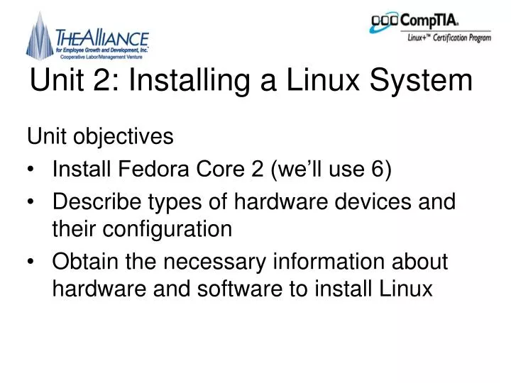 unit 2 installing a linux system