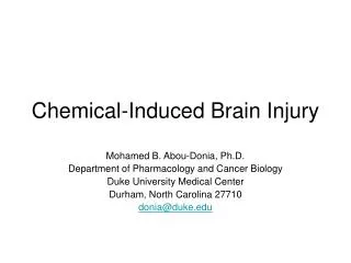 Chemical-Induced Brain Injury