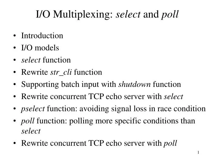 i o multiplexing select and poll