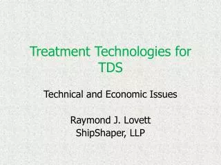 Treatment Technologies for TDS