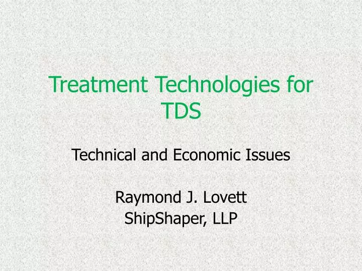 treatment technologies for tds