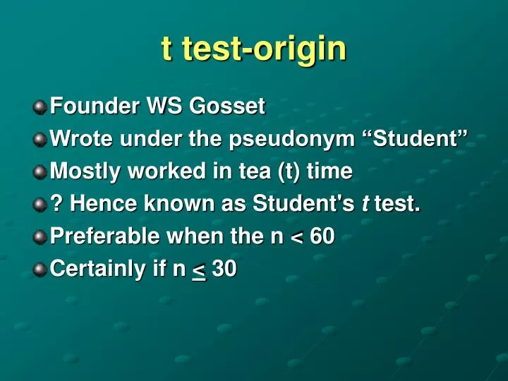 t test origin