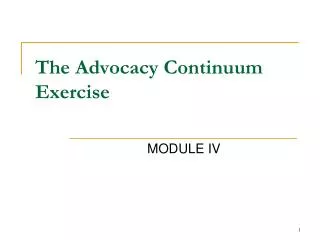 The Advocacy Continuum Exercise