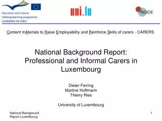 National Background Report: Professional and Informal Carers in Luxembourg