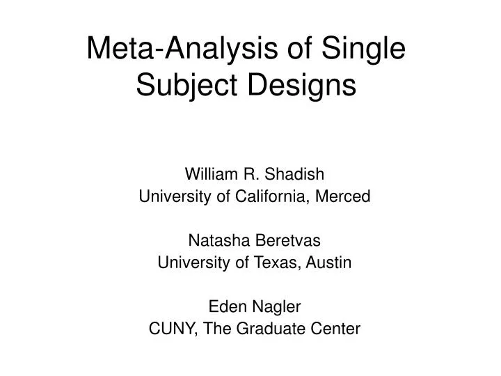 meta analysis of single subject designs