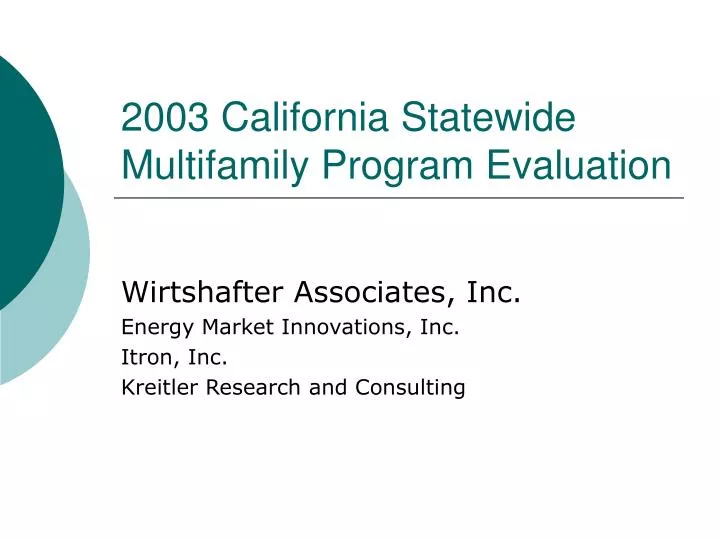 2003 california statewide multifamily program evaluation