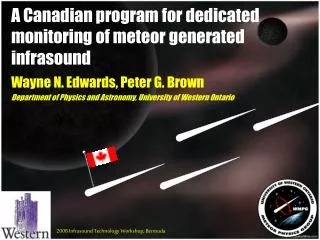 A Canadian program for dedicated monitoring of meteor generated infrasound