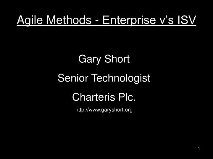agile methods enterprise v s isv