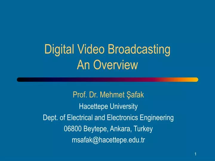 digital video broadcasting an overview