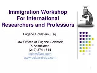 Immigration Workshop For International Researchers and Professors